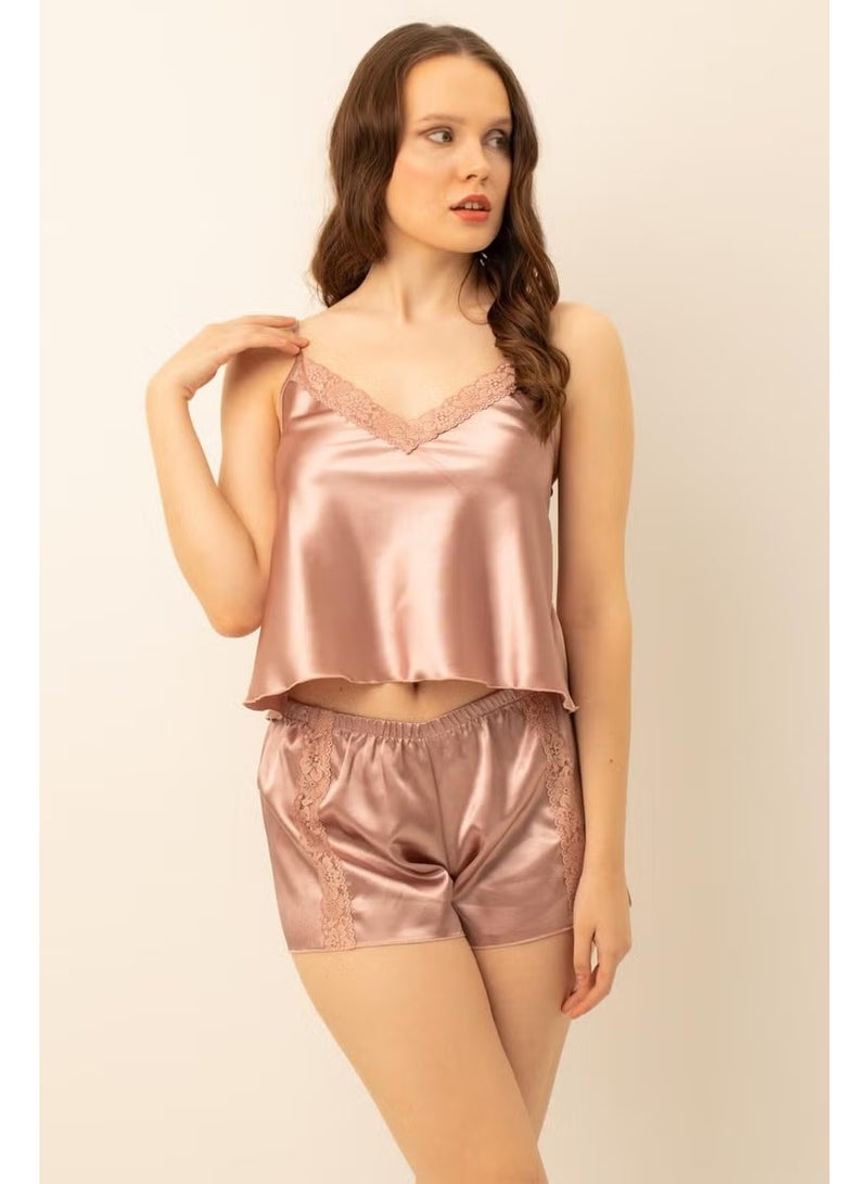 DoReMi Satin Laced Adjustable Strap Shorts Set - Image 3